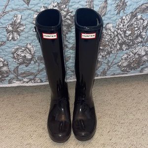 Tall Glossy Black Hunter Boots